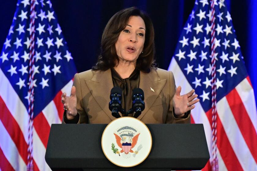 US Vice President Kamala Harris delivers remarks during the Women's Economic Participation in the Industries of the Future meeting at the Asia-Pacific Economic Cooperation (APEC) Leaders' Week in San Francisco, California, on November 16, 2023. The APEC Summit takes place through November 17. (Photo by Frederic J. Brown / AFP) (Photo by FREDERIC J. BROWN/AFP via Getty Images)