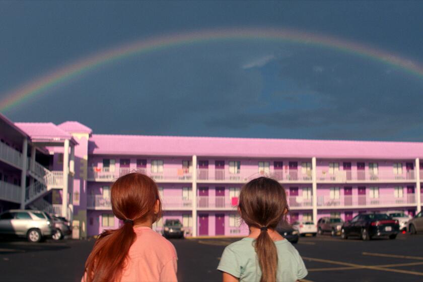 Brooklynn Prince and Valeria Cotto in "The Florida Project" movie. Photo by Marc Schmidt, courtesy of A24