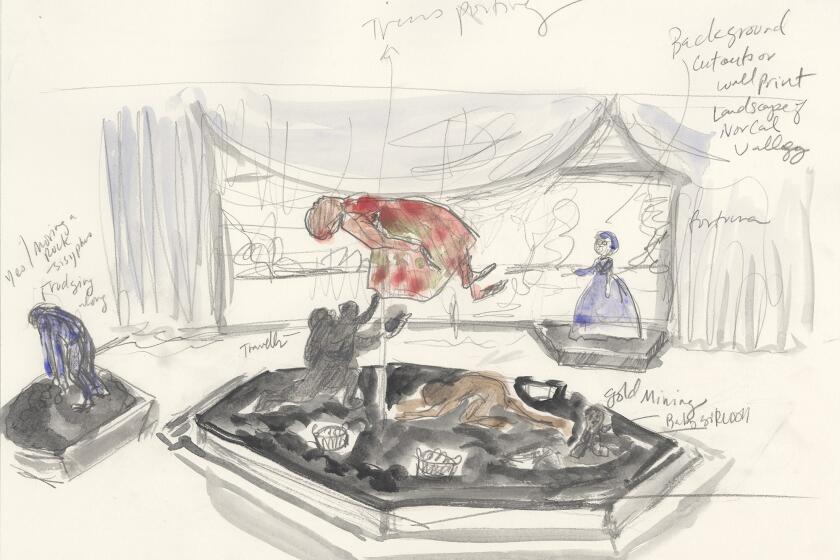 Kara Walker's study for "Fortuna and the Immortality Garden (Machine)" includes the artist's handwritten notes.