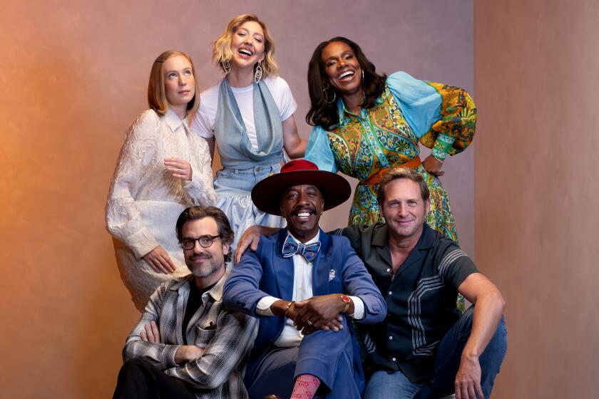 Comedy Roundtable participants Hannah Einbinder, Heidi Gardner, Sheryl Lee Ralph, Josh Lucas, JB Smoove, and Daniel Ings