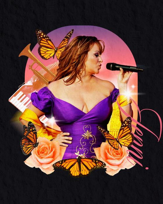 Jenni Rivera with butterflies surrounding her.