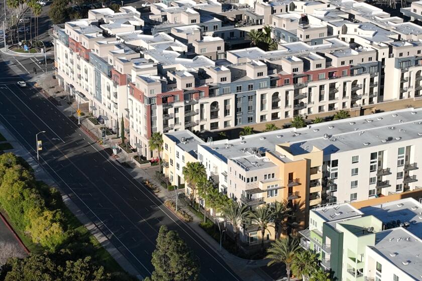 Huntington Beach, CA - February 06: An aerial view of high density housing in Huntington Beach Monday, Feb. 6, 2023. (Allen J. Schaben / Los Angeles Times)