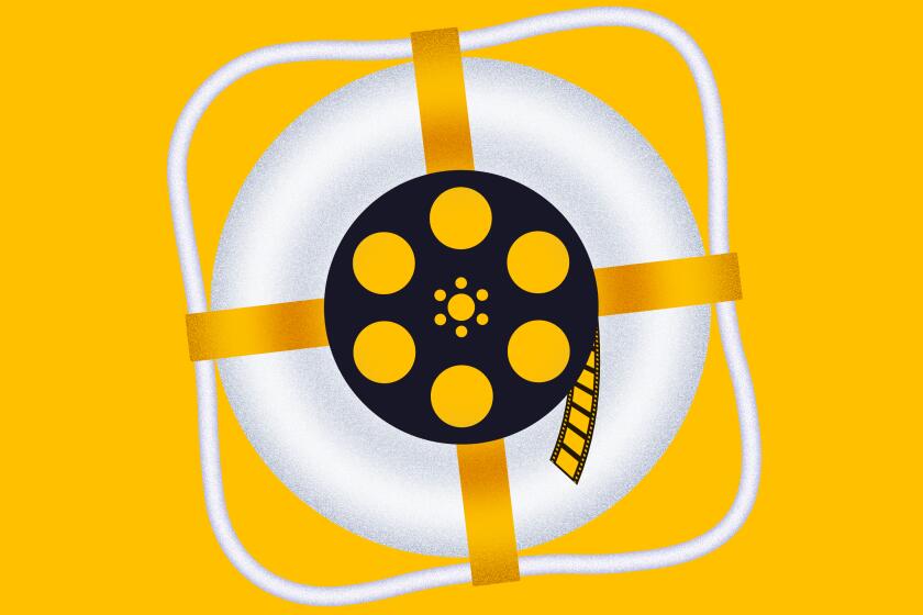 Illustration of a film reel in the center of a life preserver